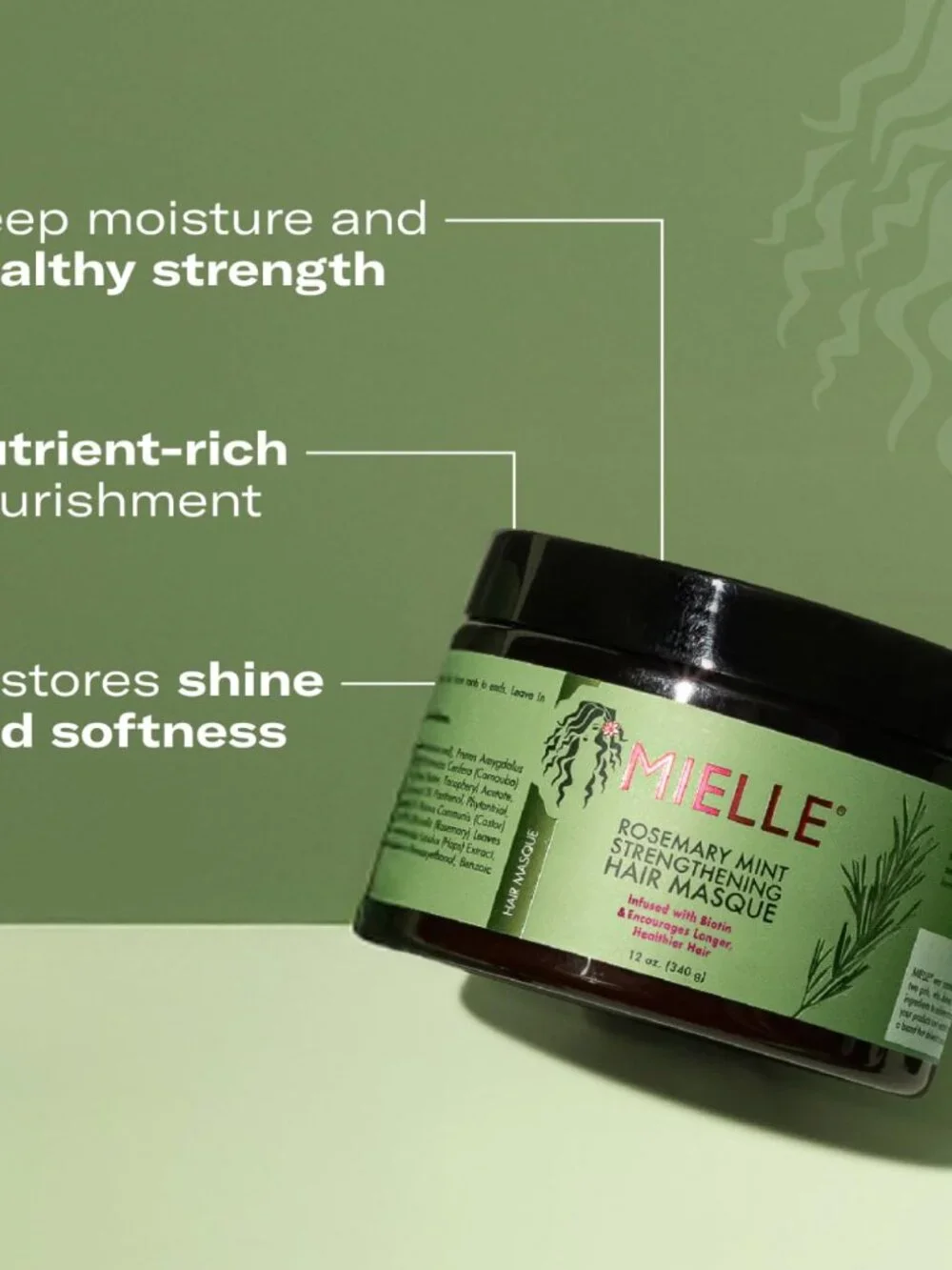 Mielle Mens Rosemary Mint Strengthening Hair Mask 12oz - NEW